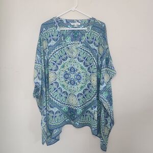 Women's Rose + Olive Poncho Top Sz 2X/3X